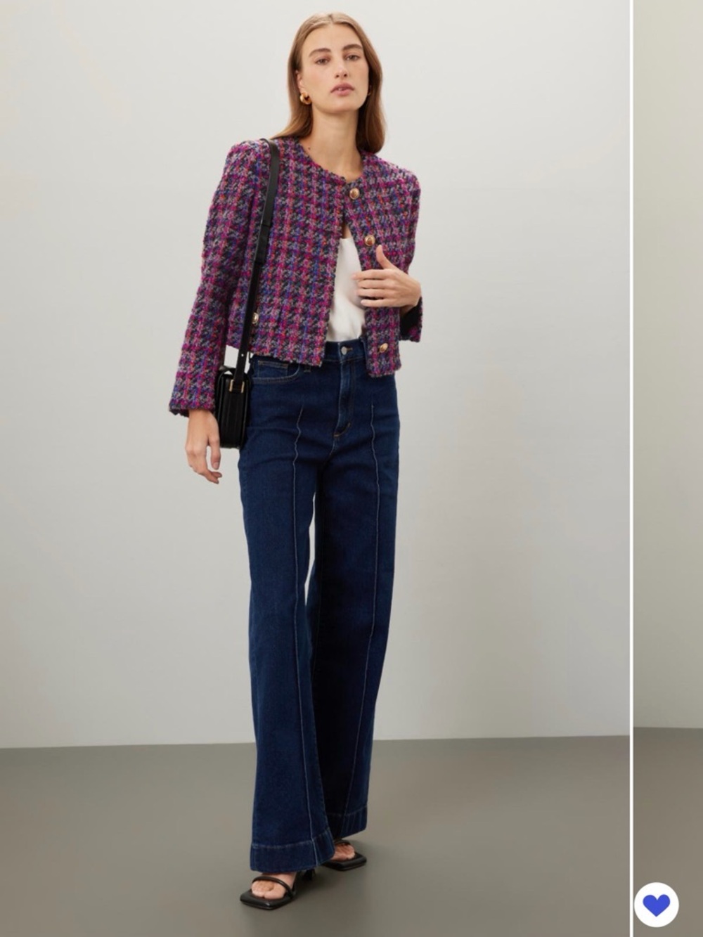 Sandro Multicolor Tweed Jacket with Gold Buttons